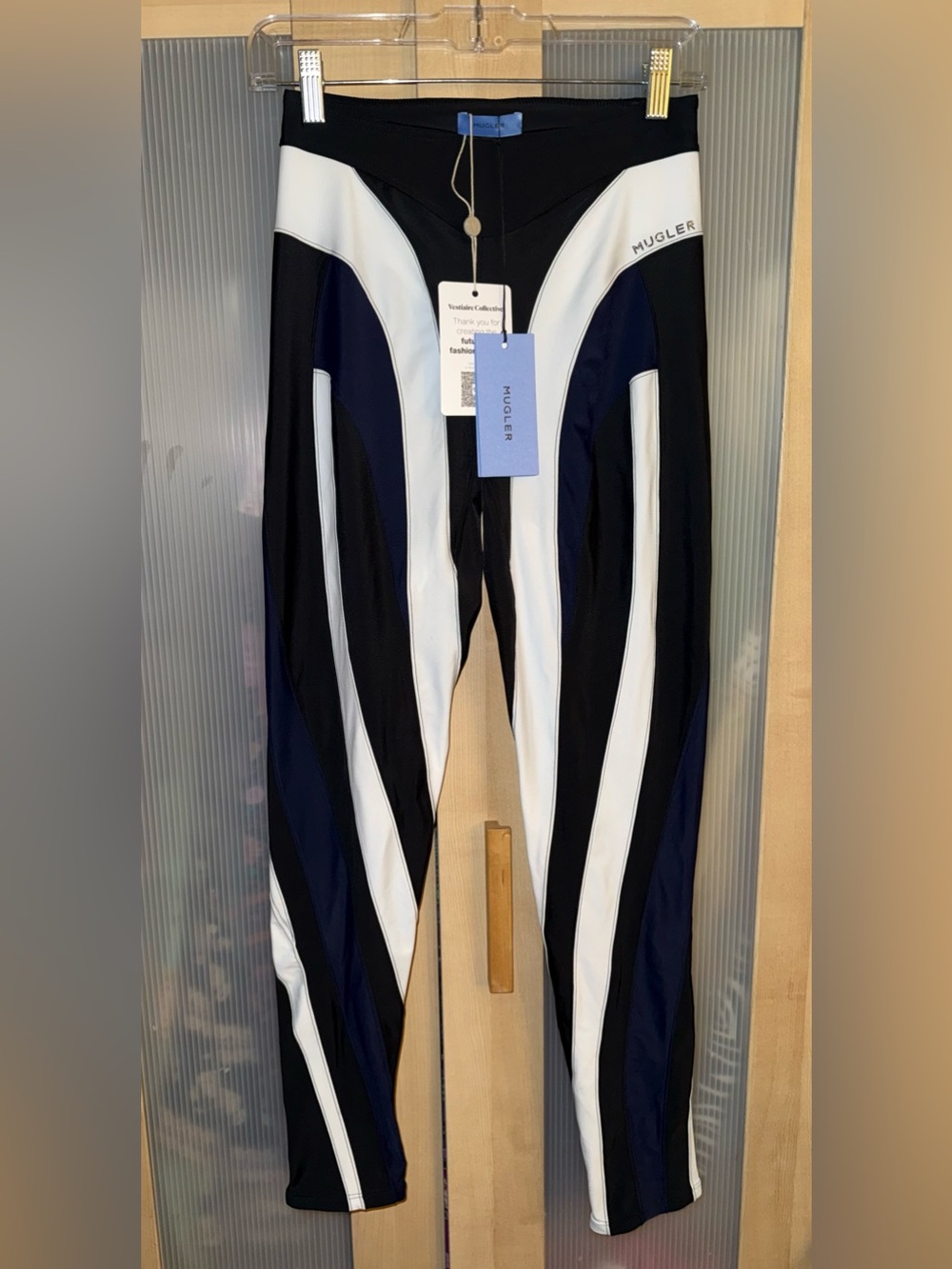 Mugler Spiral Leggings - Black White & Navy Brand new with Tags size 42 - Picture 9 of 16